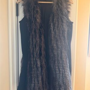 Boston Proper Black and gray vest with Faux Fur